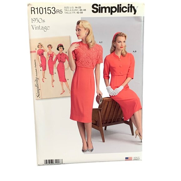 Simplicity Vintage 1950s Dress Pattern R10153R5 Sizes 14-22 - Picture 1 of 2
